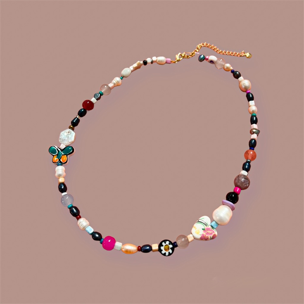 Mixed beads pearl necklace
